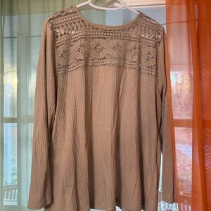 Torrid Tan Lace Accent Blouse